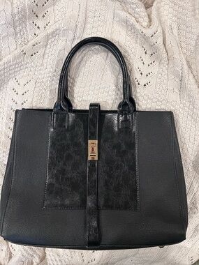 MIA K Collection Lola Black Handbag with Gold Hardware.